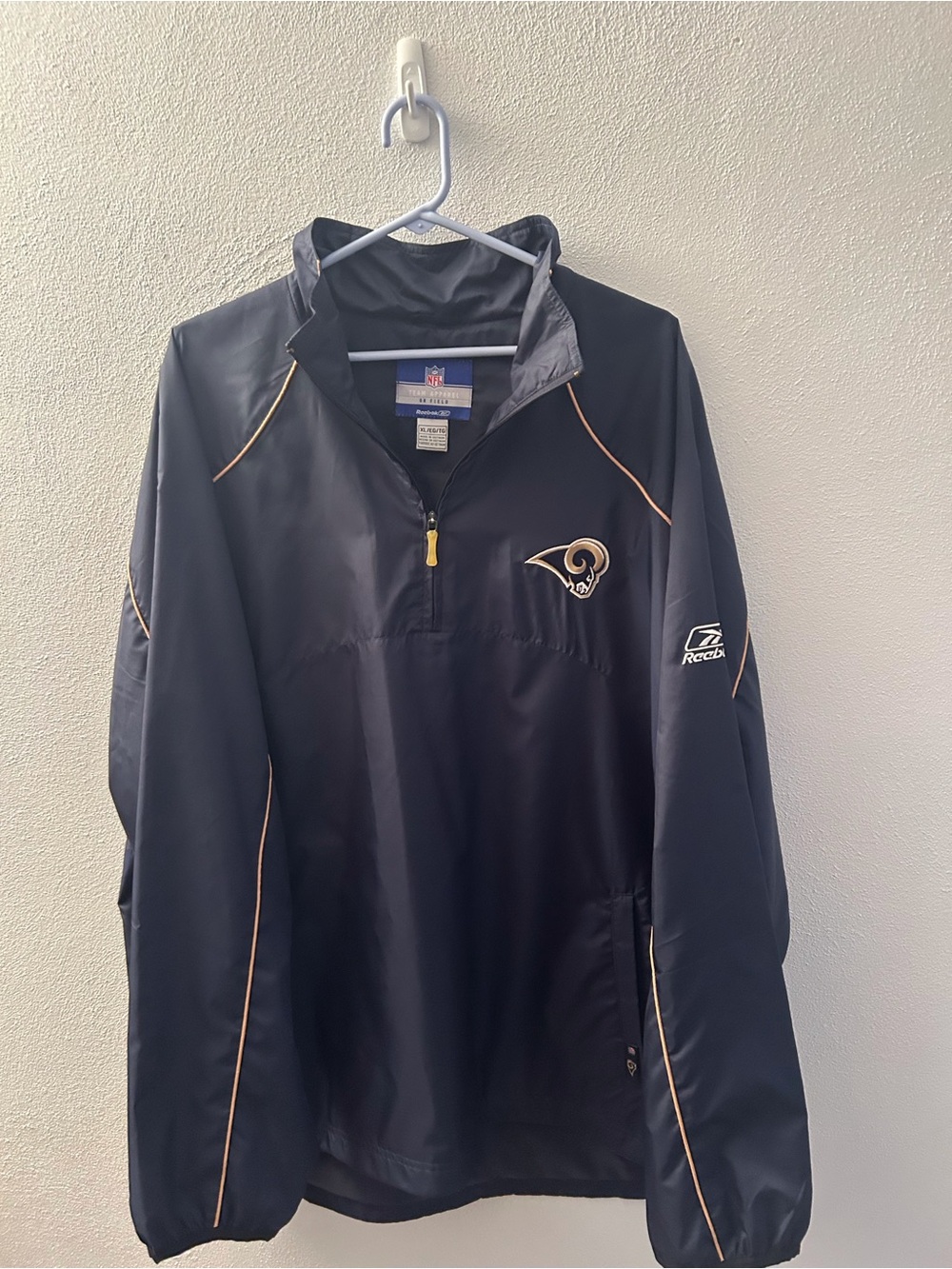 Reebok Navy Los Angeles Rams Windbreaker Pullover
